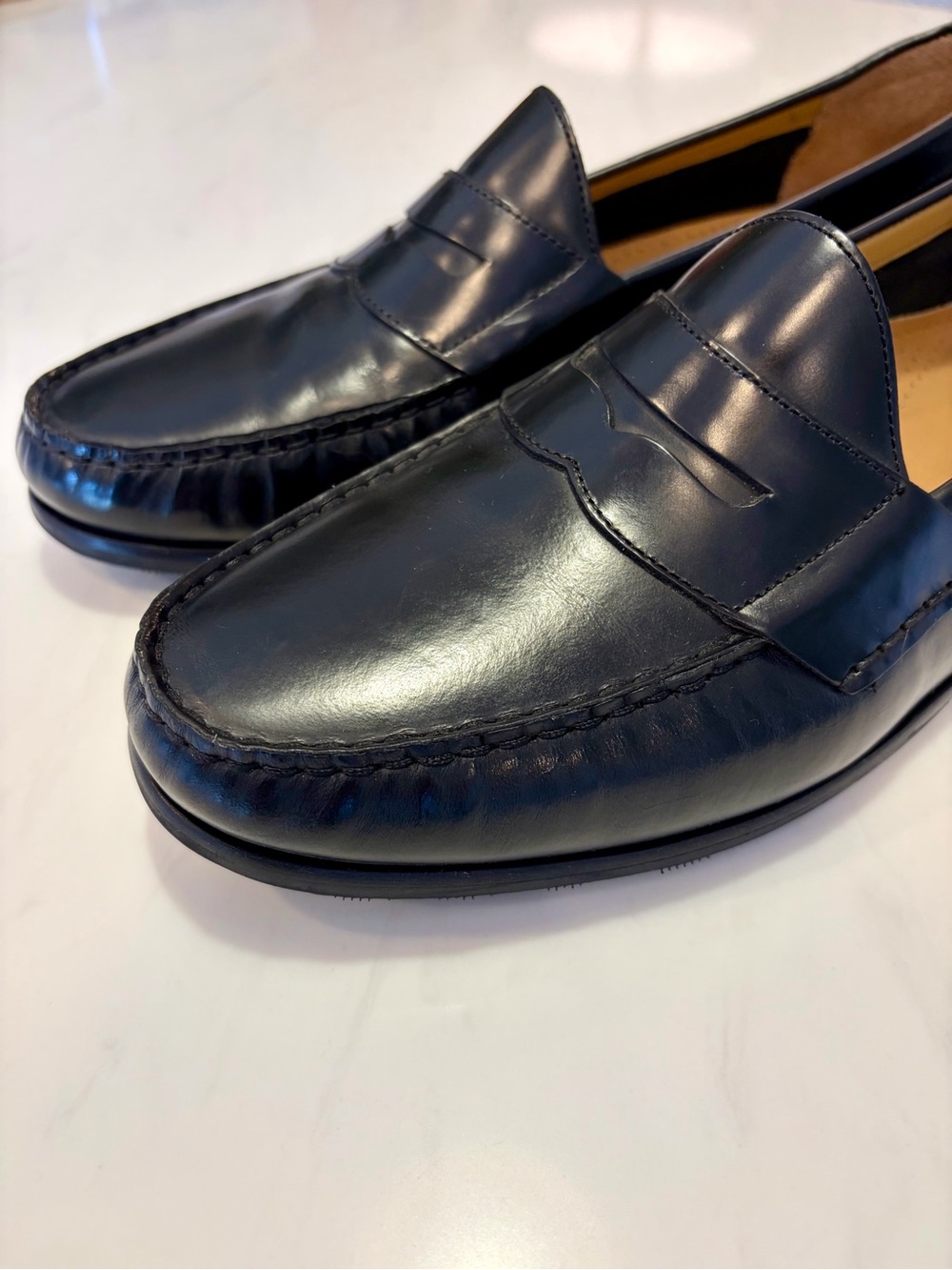 Cole Haan Black Leather Penny Loafers
